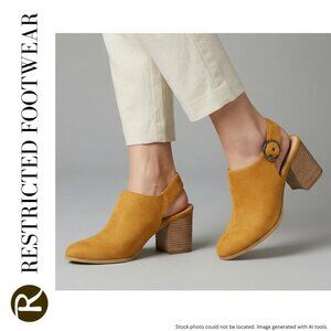 Restricted Women's US 9 EU 40 Mustard Yellow Suede Block Heel Slingback Booties